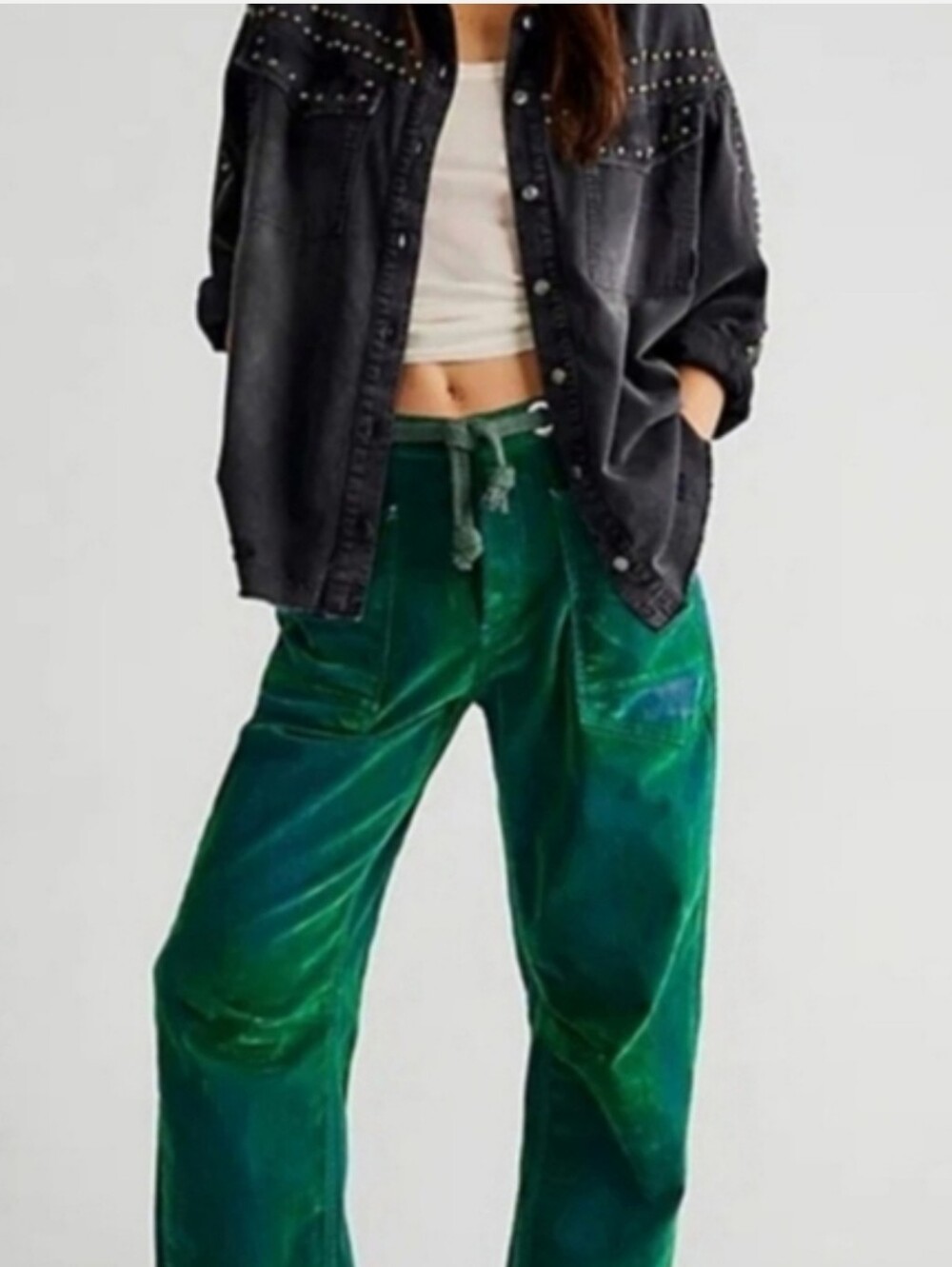 Free People We The Free Moxie Flocked Barrel Low Slung Jeans 26 - Picture 2 of 16